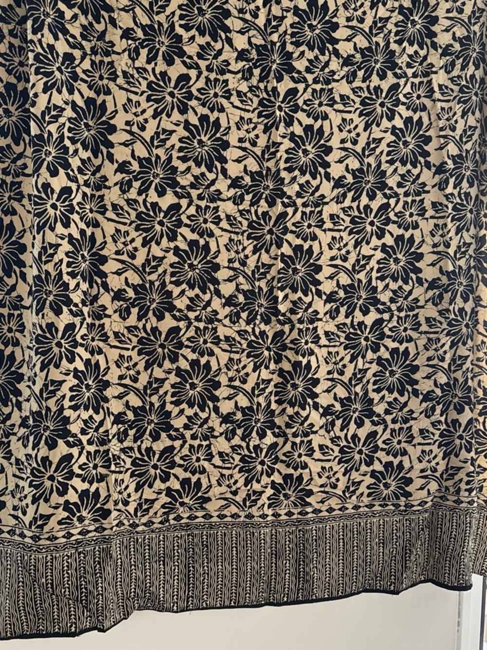 Black Floral Print Beige Scarf or Wrap